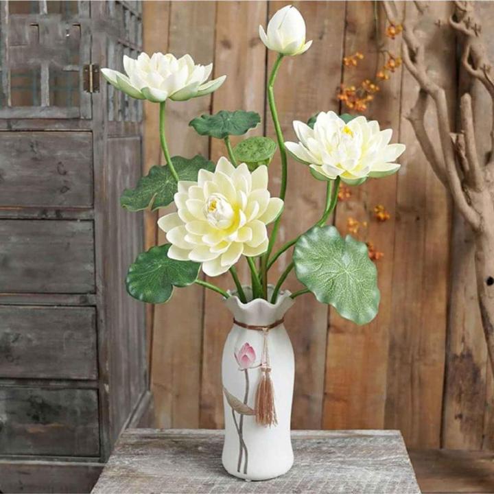 Kunstblumen Künstliche Blumen für den Innenbereich, Simulation Lotus, künstliche Blumen in Vase, Seidenblumen-Wohnzimmer-Desktop-Dekoration für jeden Anlass