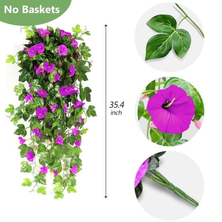 2 stuks kunstmatige blauweregen wijnstok kunstmatige hangende bloemen nepplanten voor tuin hek balkon buiten binnen decoratie (paars bloemgroen, 90 cm)