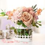 Gemischte Kunstblumen, Verschiedene Künstliche Seidenblumen mit Dahlien Rosen mit Stiel für DIY Basteln Hochzeitssträuße, Tafelaufsätze, Kuchenblumen, Arrangements, Party Heim