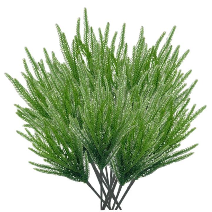 12 Stück Norfolk-Tanne-Stängel, realistische künstliche Tannenzweige, weicher Kleber, Norfolk-Tanne-Weihnachtszweige für Weihnachten (17,7 Zoll), künstliche Pflanzen