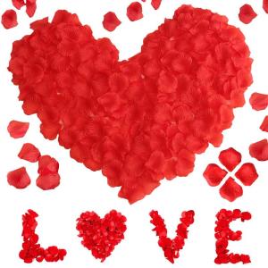 1200 stück Künstliche Rosenblätter, Romantische Rosenblätter Deko, Künstliche Rosenblüten Getrocknet für Hochzeit, Valentinstag, Jahrestag, Tischdekoration, Geburtstag, roma