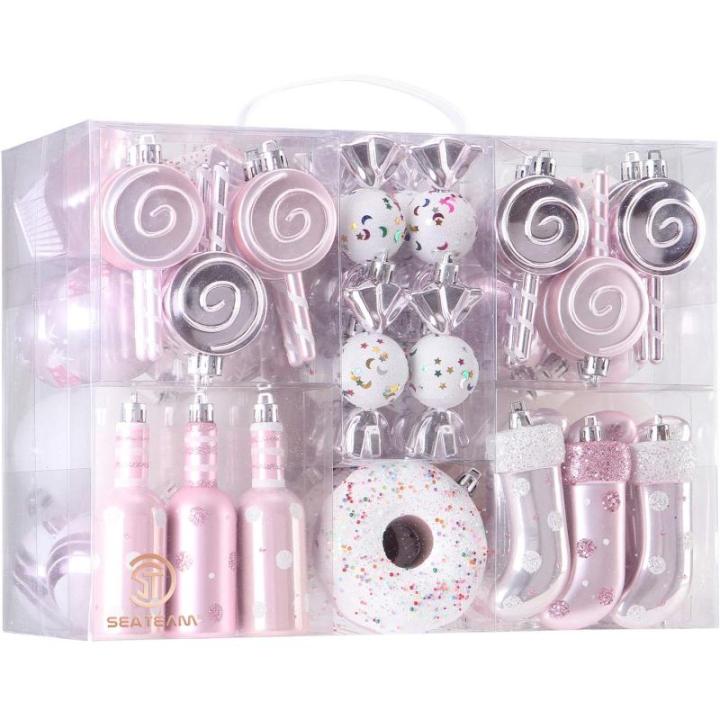 80-pack geassorteerde onbreekbare kerstbalversieringen set decoratieve Hangers met herbruikbaar handgeschenkpakket voor kerstboom
