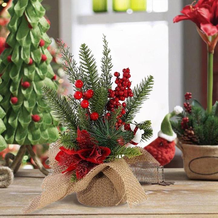 Mini-Weihnachtsbaum, 30,5 cm, künstlicher kleiner Weihnachtsbaum mit Jute-Basis, Tisch-Weihnachtsbaum, Kiefernbaum, für Innenbereich, Heimdekoration, Urlaubsdekoration (A)