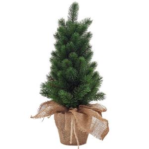 Kleine Kiefer künstlich im Topf mit Jute - Weihnachtsbaum Tannenbaum Christbaum 45 cm