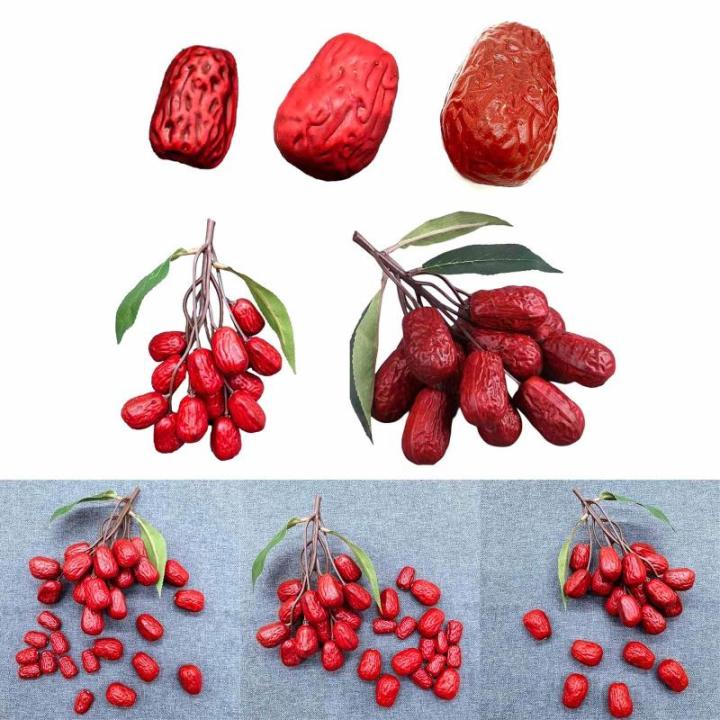 Künstliches Rotdatum, realistisches Jujube-Ornament, simuliertes getrocknetes Nussmodell für Fotografie, Bürodekorationen