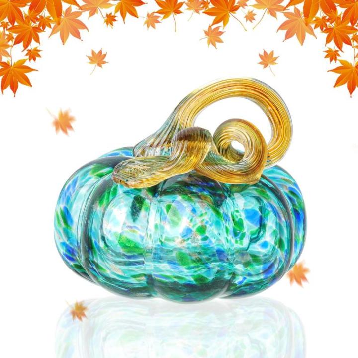 Herbstdeko Tischdeko Glas Kürbis,Herbst Dekoration Kürbisfigur für Herbsternte Dekor,8cm Glas Kürbis Sammelfiguren Tischakzent für Tischdeko,Erntedankfest Thanksgiving Hallowe