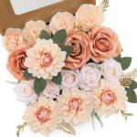 Künstliche Blumen, künstliche Rosen, Dahlie mit Stielen für selbstgemachte Hochzeit, Brautsträuße, Babyparty, Blumenarrangement, Tischdekoration, Heimdekoration (Hautfarbe)