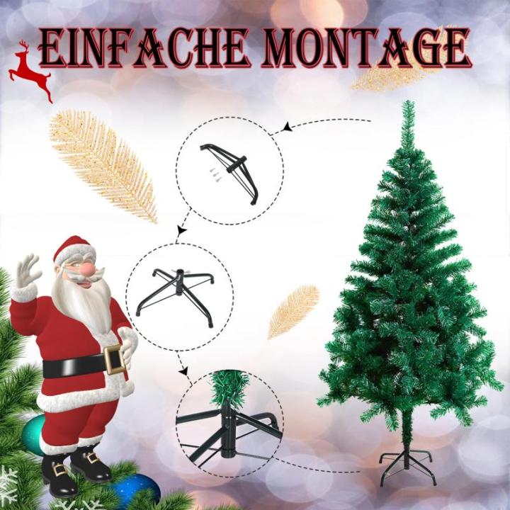 Pvc-kunstkerstboom, 150 cm, 300 takken, natuurgetrouw, kerstdecoratie, kerst, snel op te zetten, klapsysteem, moeilijk ontvlambaar en metalen standaard, groen