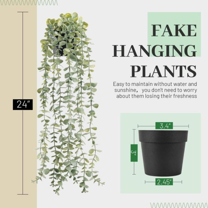 Hangende kunstplant, eucalyptus, hangplant, echt voor muur, kamer, huis, binnen en buiten, plankdecoratie