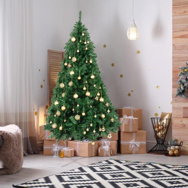 Kunstkerstboom - 180 cm kerstboom met metalen standaard, hoogwaardige en duurzame kerstboom van pvc voor thuis, kantoor, winkels en hotels (groen, 180 cm)