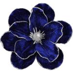 große Glitzer-Weihnachtsblumen, 6 Stück, künstliche Magnolien-Blumen, Samt, gefaltet, Weihnachtsbaum, Blumen, Dekorationen, Weihnachtsbaum, Neujahr Home Ornamente (Blau)
