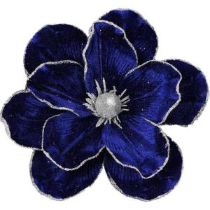große Glitzer-Weihnachtsblumen, 6 Stück, künstliche Magnolien-Blumen, Samt, gefaltet, Weihnachtsbaum, Blumen, Dekorationen, Weihnachtsbaum, Neujahr Home Ornamente (Blau)