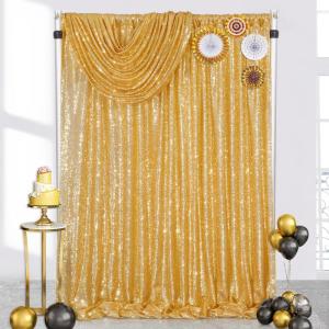 Goldener Pailletten-Hintergrundvorhang, Party: 1 Packung 1,2 x 2,4 m, goldene Vorhänge für Hintergrund, goldene Vorhänge für Partys, Geburtstagspartys, Abschlussbälle, Weihnac