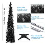 Kerstboom met standaard, 1,5 m, opvouwbare pop-up kerstboom met pailletten voor Halloween, Kerstmis, feestbenodigdheden, huisdecoratie, zwart