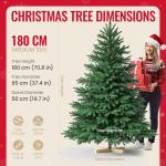 Kuro sagol Künstlicher Weihnachtsbaum Tannenbaum 180cm, Ø 95cm, 950 Spitzen, schwer entflammbar, realistischer Christbaum Tanne mit Ständer