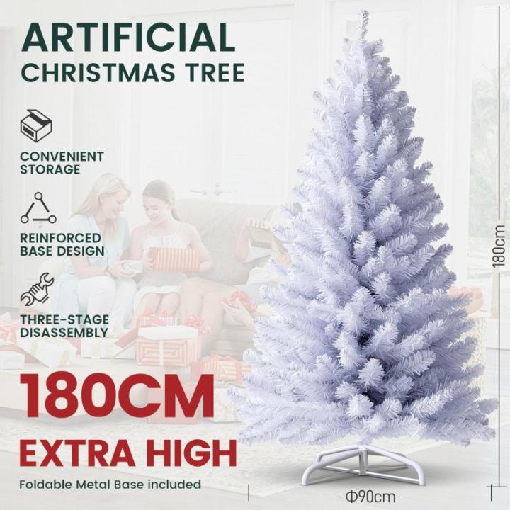 Weihnachtsbaum Künstlich，Tannenbaum Künstlich PVC mit Metallständer，Premium Nordmanntanne,Schwer Entflammbarer Christbaum für Weihnachten-Dekoration,Mehrweg,Weiß Tannenbau
