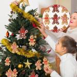 12 stuks kerstboomversiering, peperkoekmannetjes, kerstboomdecoratie, peperkoek, kerstversiering, kerstversiering, peperkoekman-decoratie,