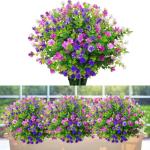 voor buiten, uv-bestendig, kunstplanten, bloemen in grote hoeveelheden voor het ophangen van plantenbakken, buiten, veranda, vaas, thuis, raamdecoratie, 6 bundels