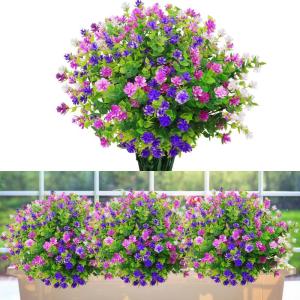 voor buiten, uv-bestendig, kunstplanten, bloemen in grote hoeveelheden voor het ophangen van plantenbakken, buiten, veranda, vaas, thuis, raamdecoratie, 6 bundels