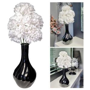 794903-813 32 cm, kunstbloemen, in vaas, wit/zwart