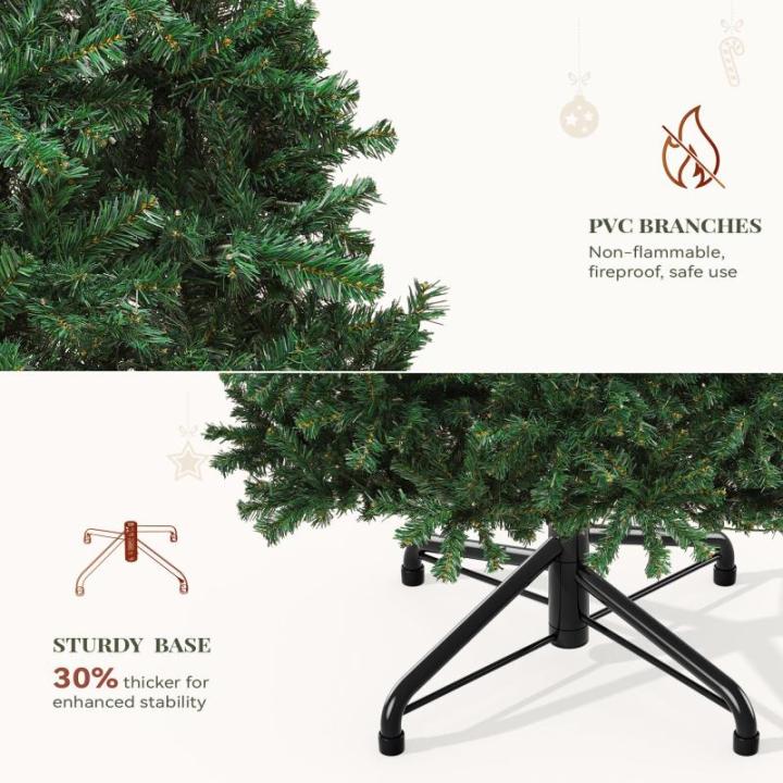 Kunstkerstboom, 182 cm, ca. 880 takken, natuurgetrouw, dichte takken, dennenboom met metalen standaard en klapsysteemframe, snelle montage voor thuis, kantoor, winkels, 182 x 115 c