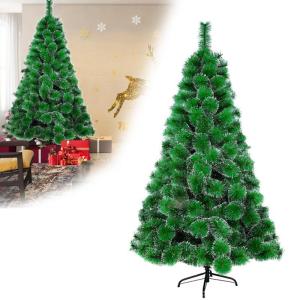 Kunstkerstboom, 210 cm, groene dennennaalden met sneeuweffect, kerstboom met 320 takken, snel op te bouwen klapsysteem, metalen standaard, kerstdecoratie
