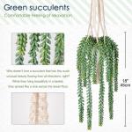 45,7 cm hangende planten kunstmatige vetplanten, hangende plant met geweven katoenen touw, decoratieve voor thuis badkamer decor