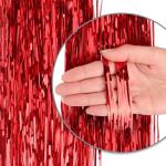 10x klatergoud - rode klatergoudslinger voor Kerstmis - kerstboomversiering voor de kerstboom - klatergoudgordijn met gladde draden (rood - 10 stuks)
