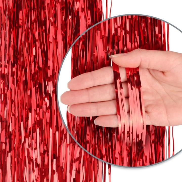 5x Klatergoud voor Kerstmis - Klatergoudkrans in rood - kerstversiering voor de kerstboom - 50 cm (rood - 05 stuks)