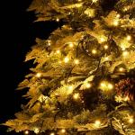 Weihnachtsbaum mit Beleuchtung und Kiefernzapfen Grün 225 cm Christbaum Dekobaum Kunstbaum mit Ständer Tannenbaum Weihnachten Künstlicher Weihnachtsbaum für Weihnachtsdeko