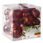 wijnrode kerstbalornamenten voor kerstversiering - 36 stuks kerstboom onbreekbare ornamenten met ophanglus voor vakantie- en feestdecoratie (combo van 6 stijlen in 3 maten)