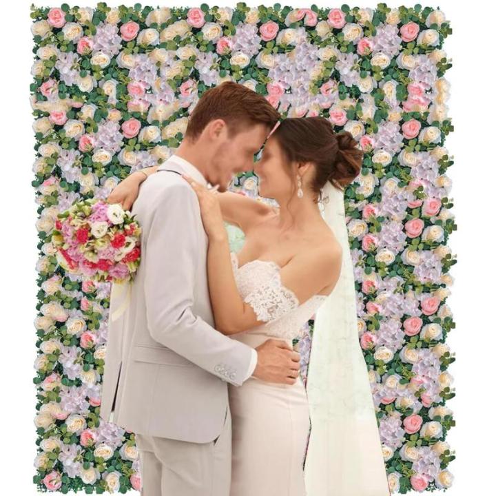 15,7 X 23,6 Zoll Großes Blumenpaneel, Künstliche Blumenpaneele, Kunstrosen-wandmatte, Für Hochzeitsfeier, Innen- Und Außenfotografie, Wanddekoration(Color:18pcs)