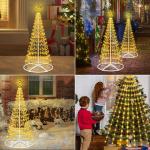 Kerstboom, metalen kegelvorm, 154 leds, lichtboom, 8 modi, timer, waterdicht, kerstverlichting, buitenverlichting, kerstverlichting voor tuin, balkon, kerstdecoratie buiten, warm w