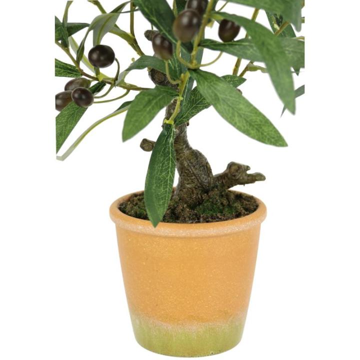 Kunstmatige olijfboom met zwarte vruchten, 57 cm, olijf, mediterrane kunstplant, olijfboom, groene plant, kunstboom, decoratieboom, sierplant, boom, bomen, planten, Toscane, potpla
