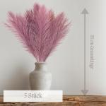 Kunstpampasgras, klein, kleur rood, 5 stelen, 55 cm lengte, kunstmatig pampasgras, woonkamer, droogbloemen voor slaapkamer, bruiloft, boho-decoratie