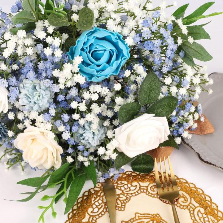 Gypsophila , 10 stuks, Gypsophila , Gypsophila, namaakbloemen, boeketten voor bruiloft, bruid, feest, woondecoratie (blauw en wit)