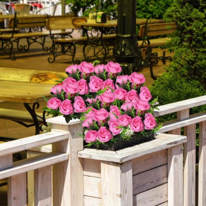Fake Blumen 24 Bündel Pfingstrose Künstliche Blumen Rosa Blumensträuße für Hochzeit Partei Tischaufsätze Blumenarrangement Heim Küche Dekor 0804