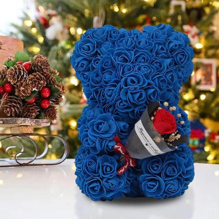 Valentijnsdag rozenbeer cadeau voor haar rozenbeer schattige teddybeer, kunstrozenbeer met rozenboeket, romantische rozen teddybeer cadeau voor Kerstmis