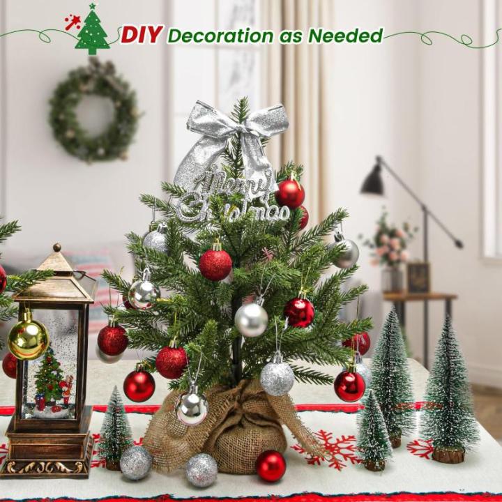 Mini-kunstkerstboom, 45 cm, kleine groene kerstboom, tafel, dennenboom, PE kerstboom voor kerstdecoratie