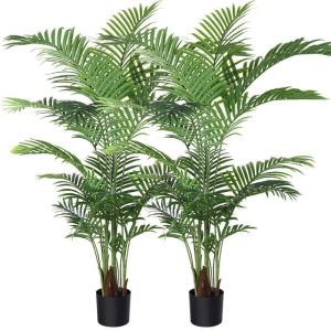künstliche Areca Palme 160 cm künstliche Palme, 17 Zweige, für den Innen- und Außenbereich Moderne Dekoration Faux Pflanze Topffamilie Einweihungsgeschenk (2 Stück)
