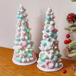 9,57 Zoll Weihnachts-Eisbäume-Figur aus Weichem Ton, Festlicher Künstlicher Baum auf Dem Tisch, Kleiner Mini-Weihnachtsbaum, Niedliche Weihnachtsfigur für die