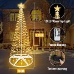 2,28 m, kerstboom, metaal, grote kegelvorm, 8 verlichtingsmodi, timer, afstandsbediening voor binnen en buiten, kerstdecoratie (warm wit)