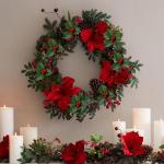 50pcs rote Weihnachtsverzierung Set Mini Faux Holly & Beeren Dekorationen DIY Weihnachtsblumen Dekor mit Drahthalterung für schwimmende Kerzen Vase Holiday Dekor, Weihnachtsschmuc