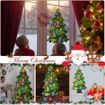 Doe-het-zelf vilten kerstboomset voor kinderen, kerstdecoratie, hangend decor met 32 afneembare ornamenten, voor thuis/deur/muur