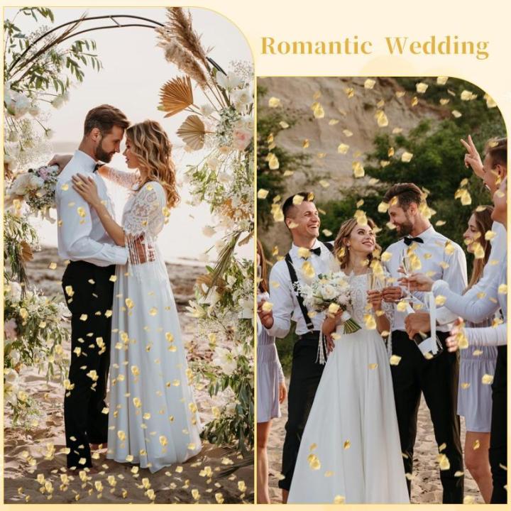 500 Stück Rosenblätter Deko Künstliche, Gold Rosenblatter Kunstblumen Blütenblätter Rosen Deko für Hochzeit Valentinstag Geburtstag Tischdekoration Romantische Dekoration