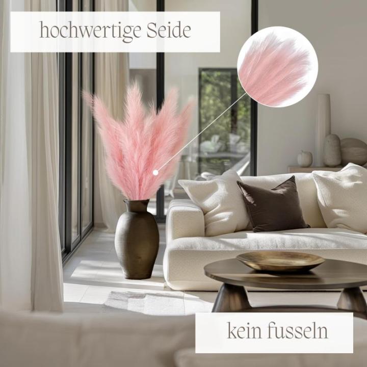 Kunstpampasgras, kleur roze, 5 stelen, 100 cm lengte, kunstpampasgras woonkamer, droogbloemen voor slaapkamer, bruiloft, boho decoratie