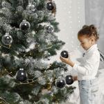 , zwart, 24 stuks, kerstboomversiering, kerstdecoratie voor Kerstmis, feest, 6 cm