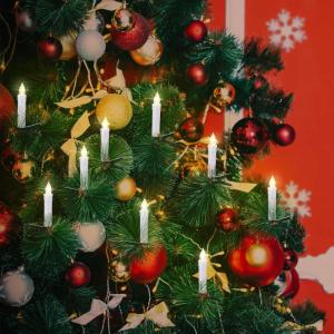 20 witte led-kerstboomkaarsen draadloos met afstandsbediening, timer, flikkeren, dimbaar, warmwit, buiten waterdicht（met 20 batterijen）