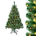 Kunstkerstboom met verlichting, led-dennenboom met metalen standaard, 180 lampen, pvc-kerstboom voor kerstdecoratie (150 cm)