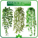Kunstmatige eucalyptus (60 cm) in witte keramische pot: kunstmatige hangplanten | kunstmatige planten als echt | hangende | kunstplant hangend in pot | kunstplant kunstplant